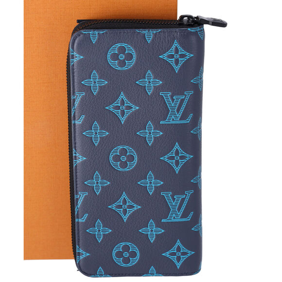 Louis Vuitton Zippy Wallet Vertical Monogram Shadow Long Wallet M80423 Navy Blue - Picture 2 of 6